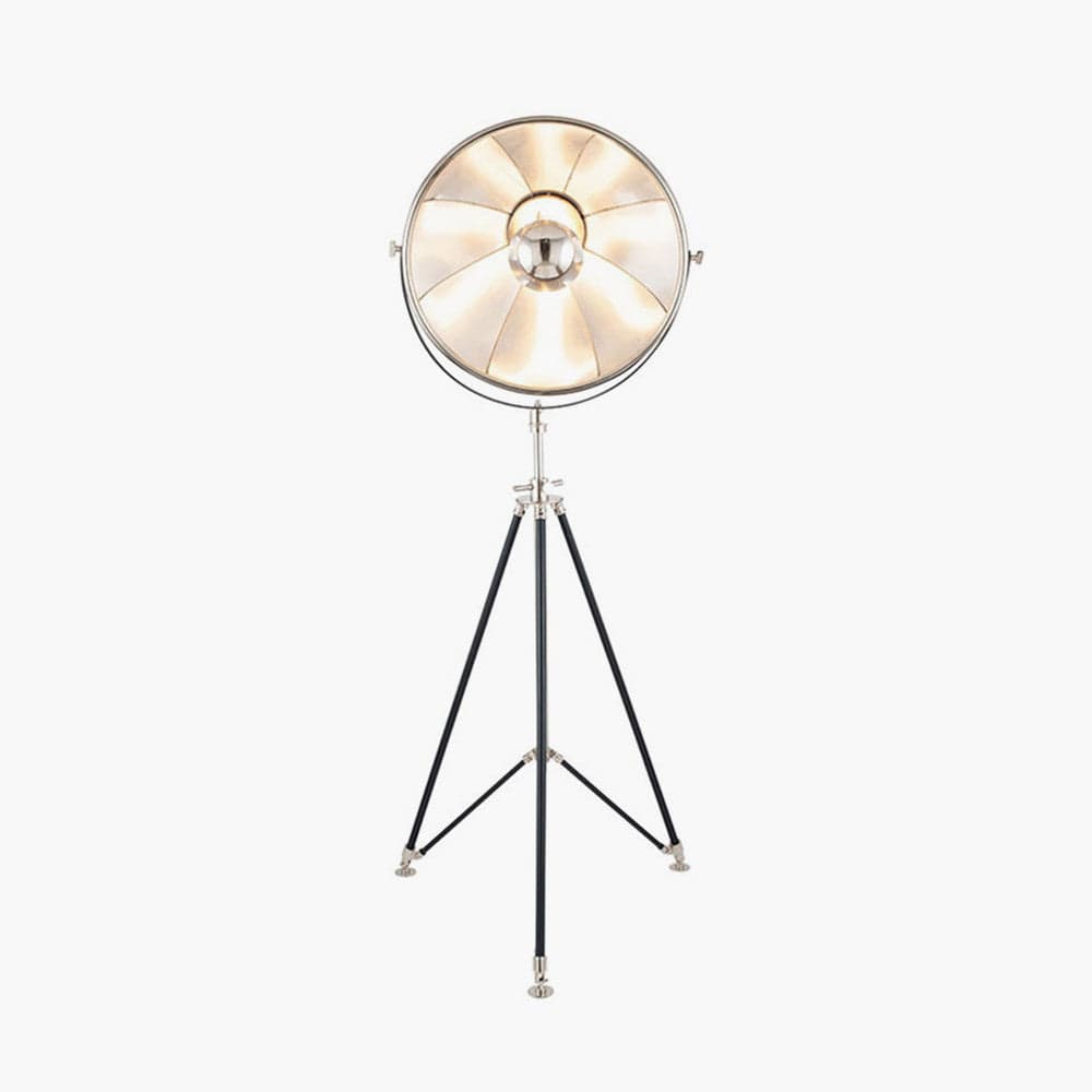 Elstree Black and Silver Metal Tripod Floor Lamp.