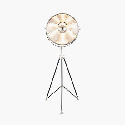 Pacific Lifestyle Lighting Elstree Black and Silver Metal Tripod Floor Lamp House of Isabella UK