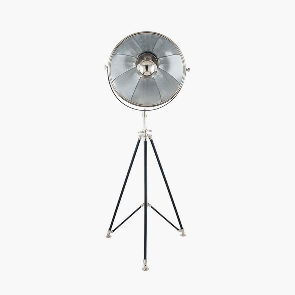 Elstree Black and Silver Metal Tripod Floor Lamp.