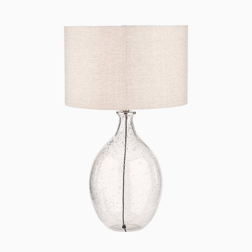 Elysia Bubble Glass and Silver Metal Curved Table Lamp.