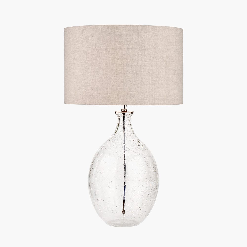 Elysia Bubble Glass and Silver Metal Curved Table Lamp.