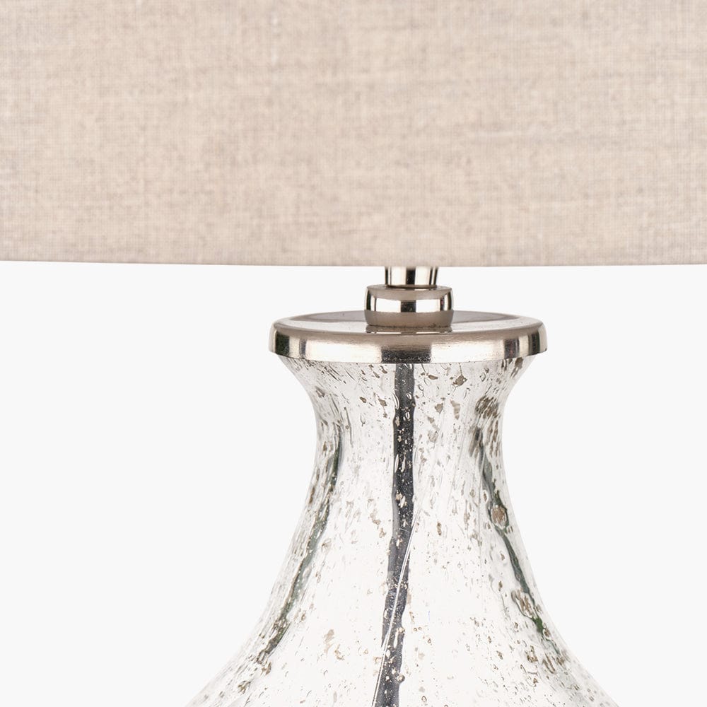 Elysia Bubble Glass and Silver Metal Curved Table Lamp.