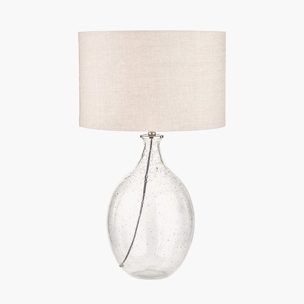 Elysia Bubble Glass and Silver Metal Curved Table Lamp.