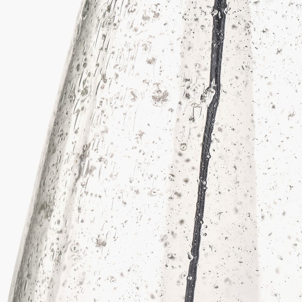 Pacific Lifestyle Lighting Elysia Bubble Glass and Silver Metal Table Lamp Base with Edward 40cm Natural Linen Cylinder Lampshade House of Isabella UK