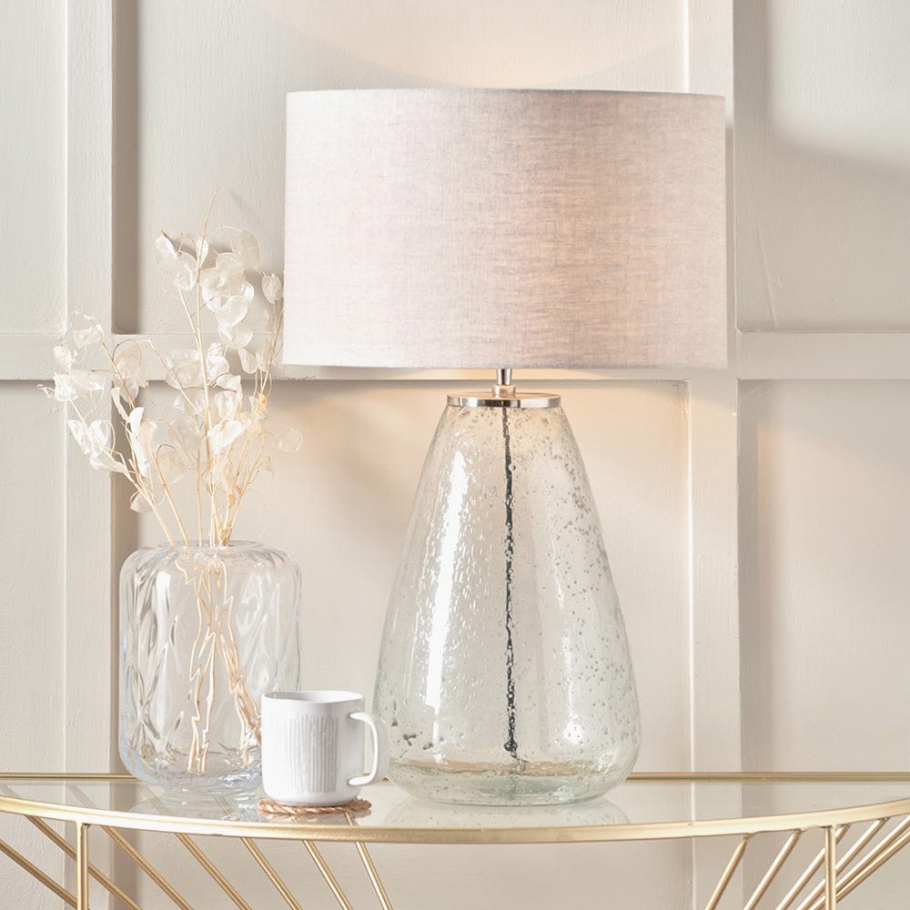 Elysia Bubble Glass and Silver Metal Table Lamp.