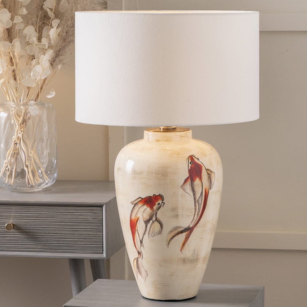 Pacific Lifestyle Lighting Emerayn Koi Natural Ceramic Table Lamp Base House of Isabella UK