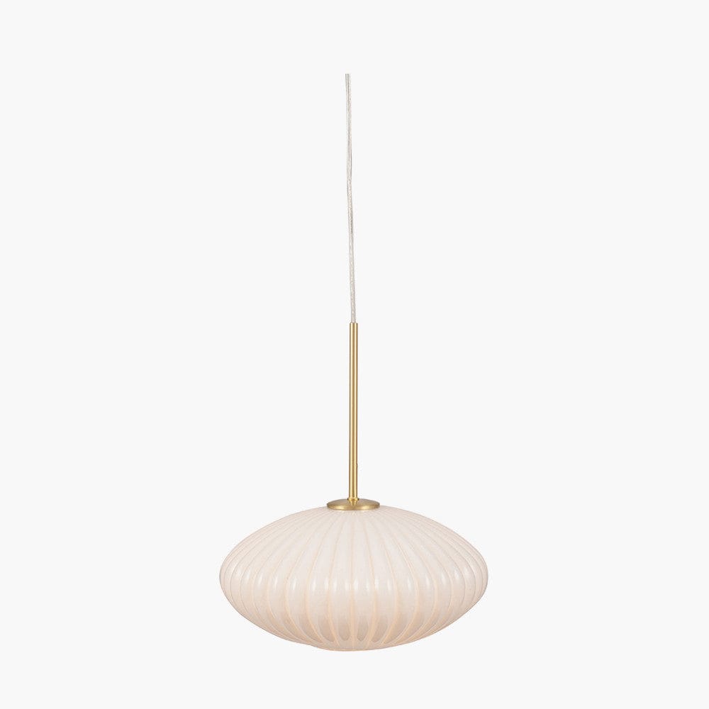 Pacific Lifestyle Lighting Emilia White Glass and Gold Metal Ribbed Oval Pendant House of Isabella UK