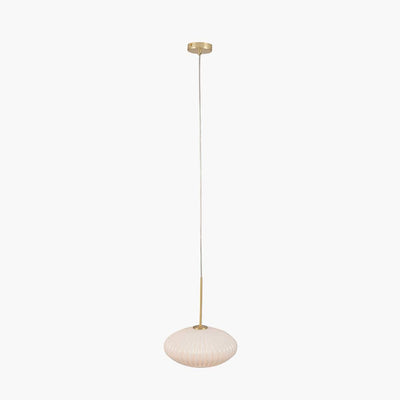 Pacific Lifestyle Lighting Emilia White Glass and Gold Metal Ribbed Oval Pendant House of Isabella UK