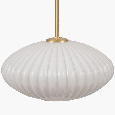 Pacific Lifestyle Lighting Emilia White Glass and Gold Metal Ribbed Oval Pendant House of Isabella UK