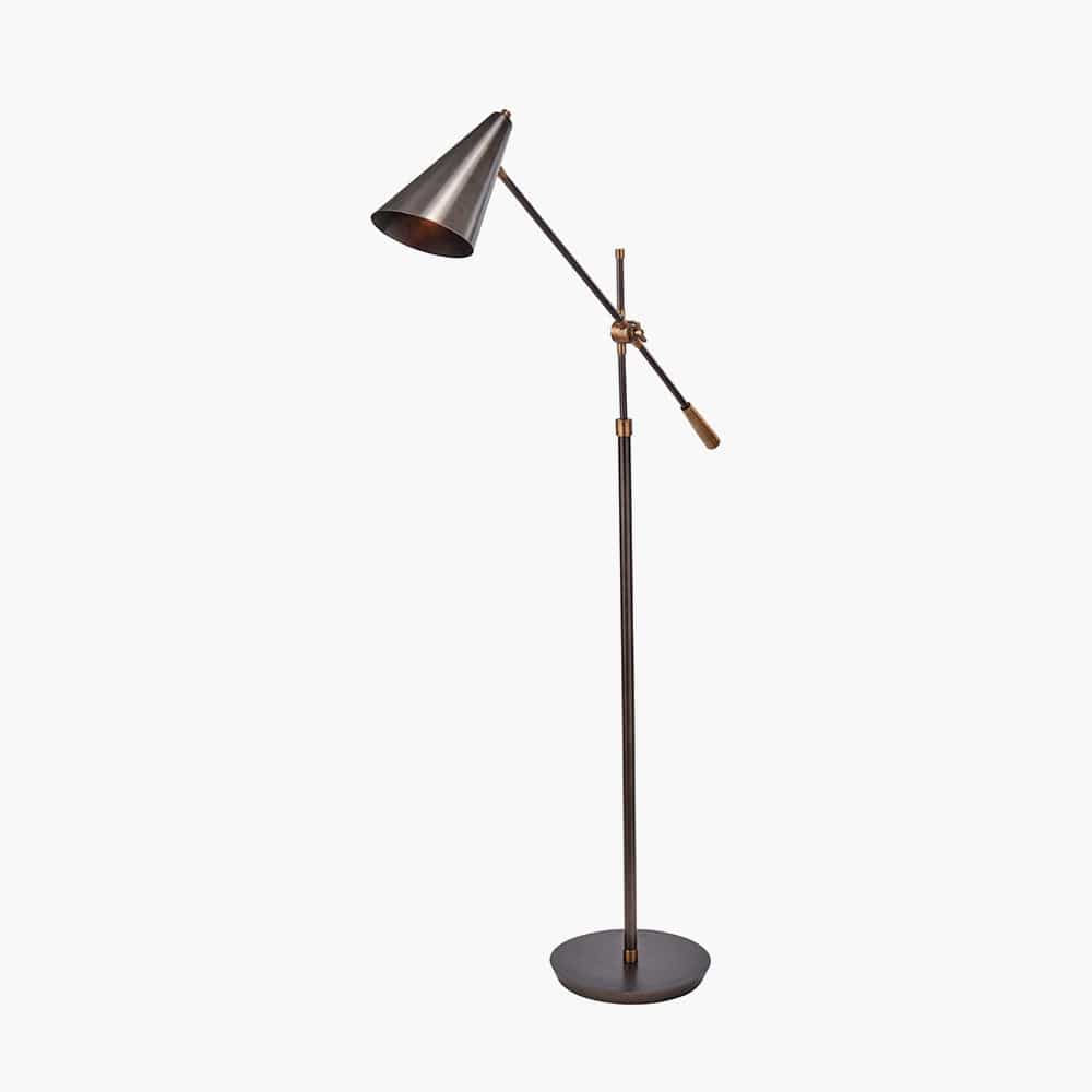 Emiliano Antique Bronze and Antique Brass Adjustable Task Floor Lamp.
