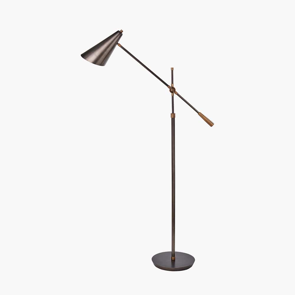 Emiliano Antique Bronze and Antique Brass Adjustable Task Floor Lamp.