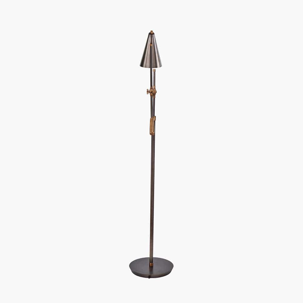 Emiliano Antique Bronze and Antique Brass Adjustable Task Floor Lamp.