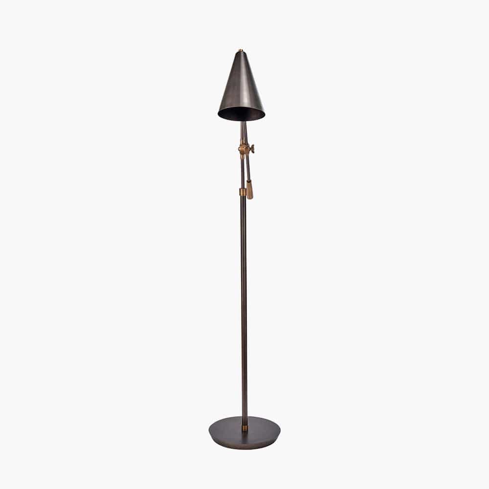 Emiliano Antique Bronze and Antique Brass Adjustable Task Floor Lamp.