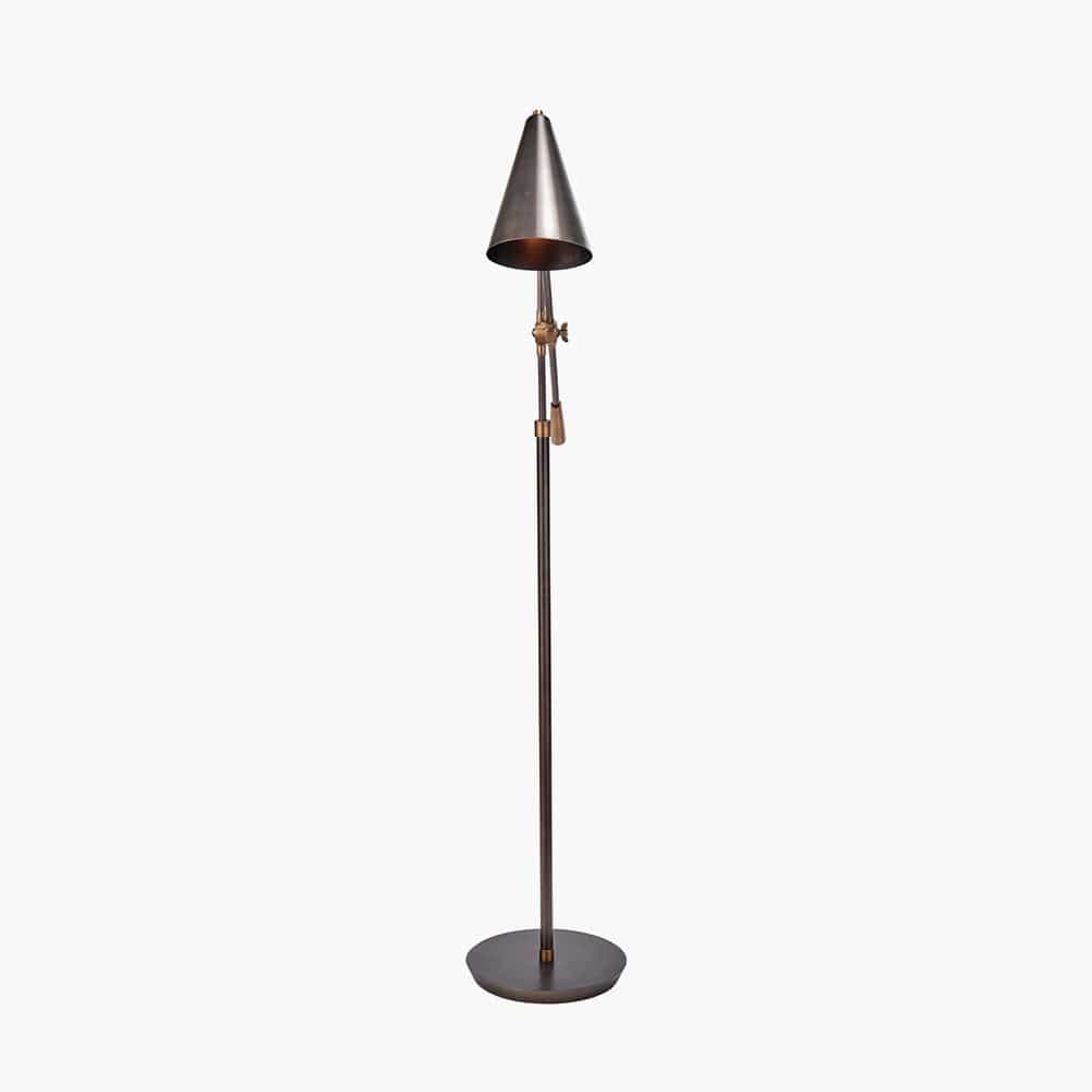 Emiliano Antique Bronze and Antique Brass Adjustable Task Floor Lamp.