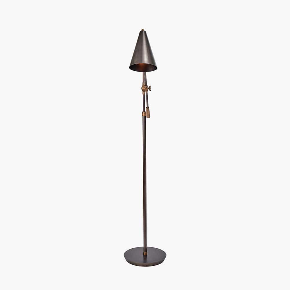 Emiliano Antique Bronze and Antique Brass Adjustable Task Floor Lamp.