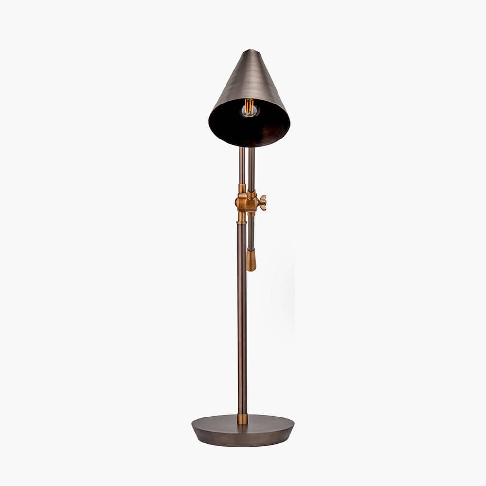 Emiliano Antique Bronze and Antique Brass Adjustable Task Table Lamp.