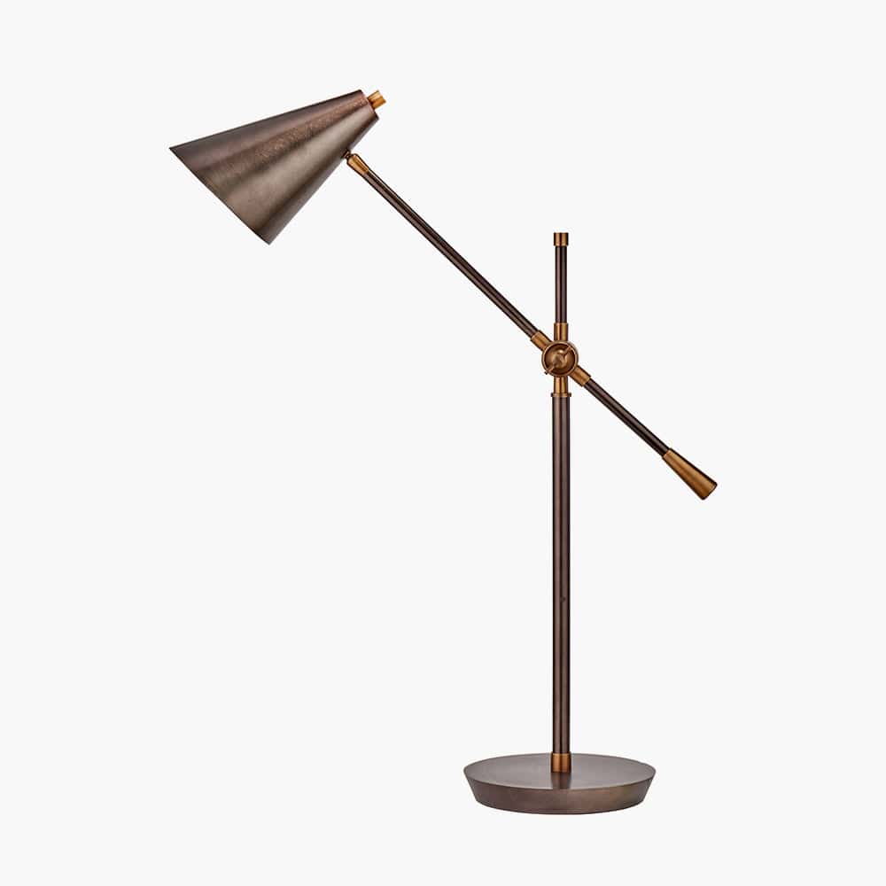 Emiliano Antique Bronze and Antique Brass Adjustable Task Table Lamp.
