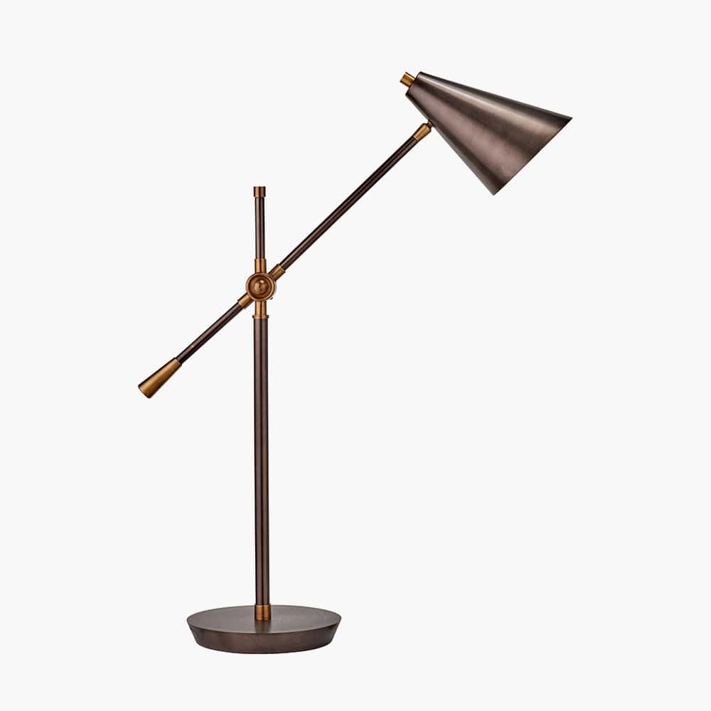 Emiliano Antique Bronze and Antique Brass Adjustable Task Table Lamp.