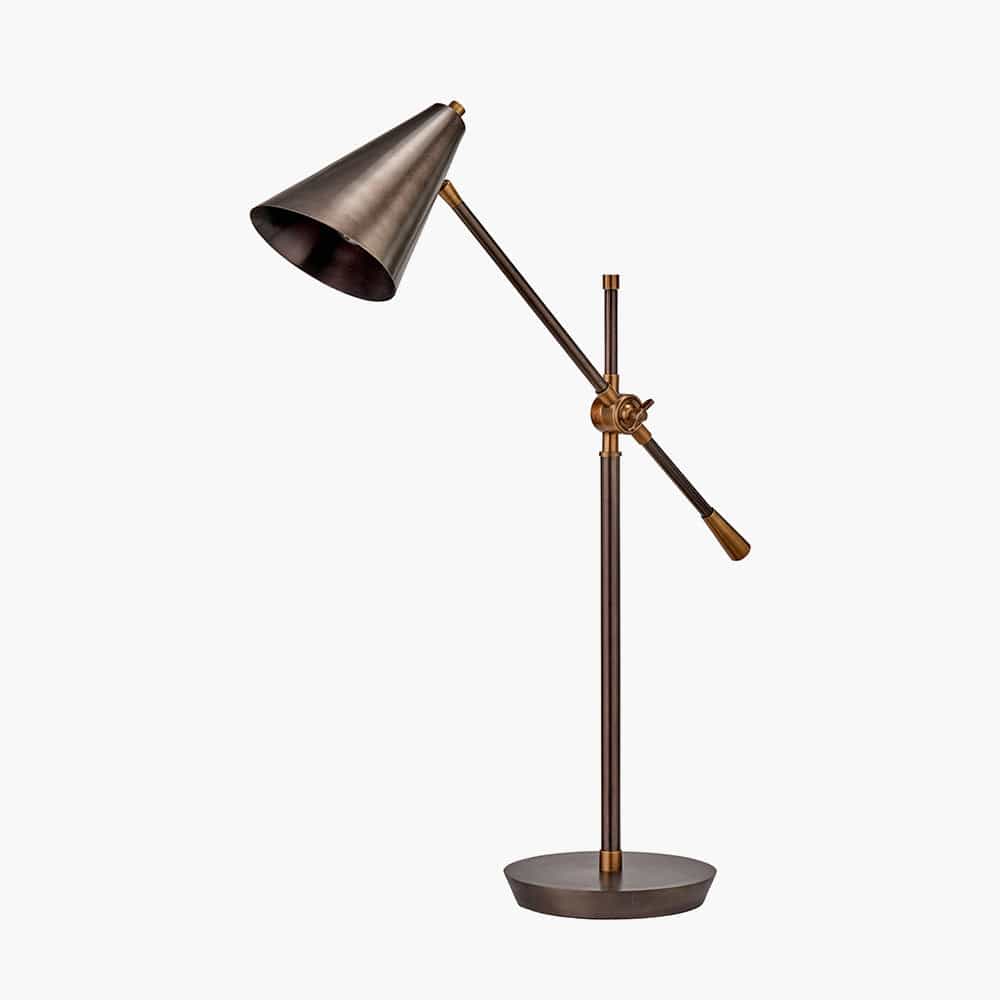 Emiliano Antique Bronze and Antique Brass Adjustable Task Table Lamp.
