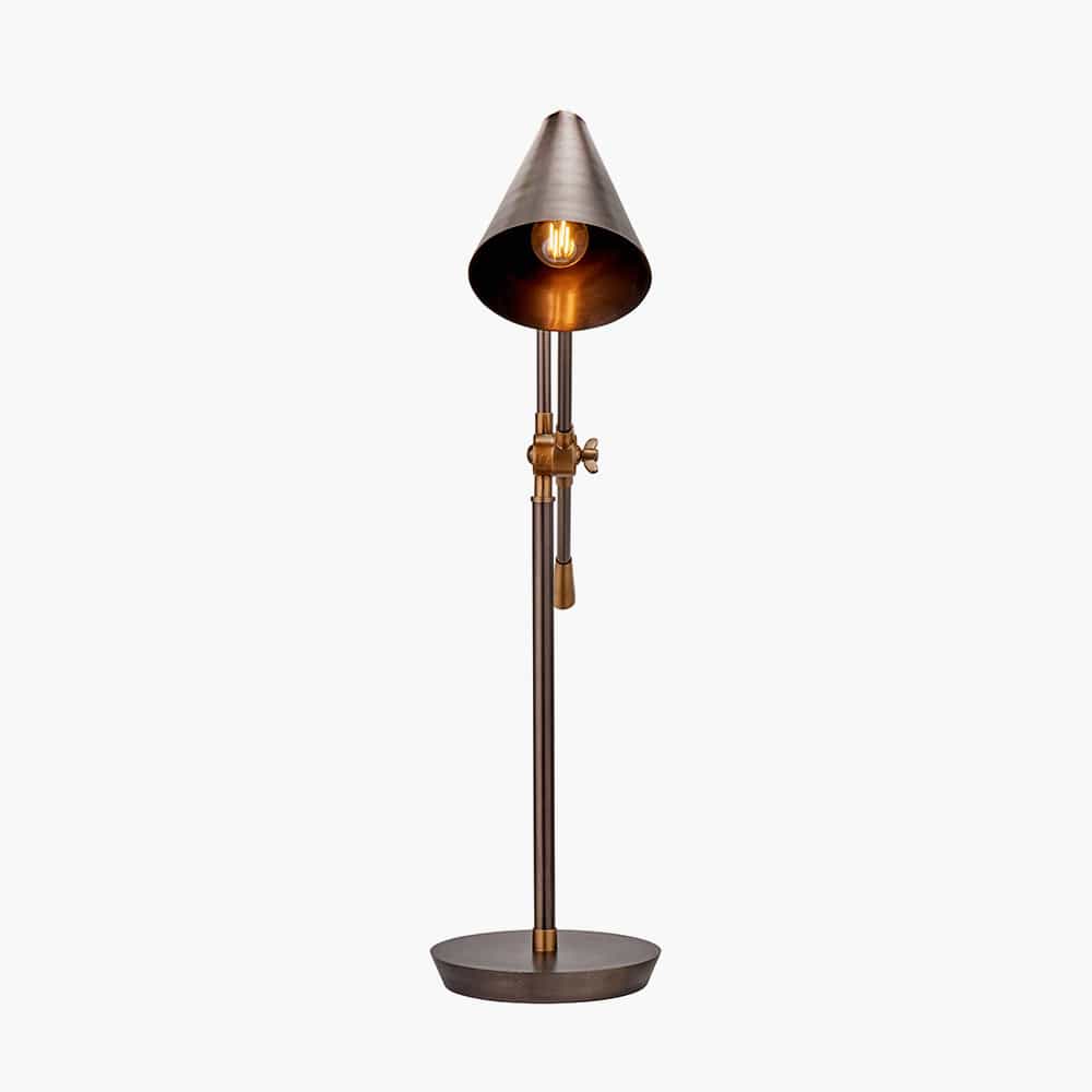 Emiliano Antique Bronze and Antique Brass Adjustable Task Table Lamp.