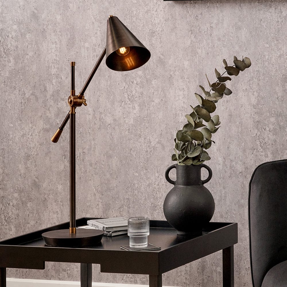 Pacific Lifestyle Lighting Emiliano Antique Bronze and Antique Brass Adjustable Task Table Lamp House of Isabella UK