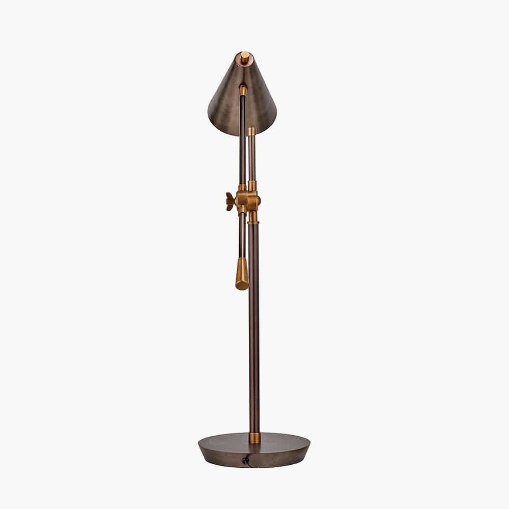 Emiliano Antique Bronze and Antique Brass Adjustable Task Table Lamp.