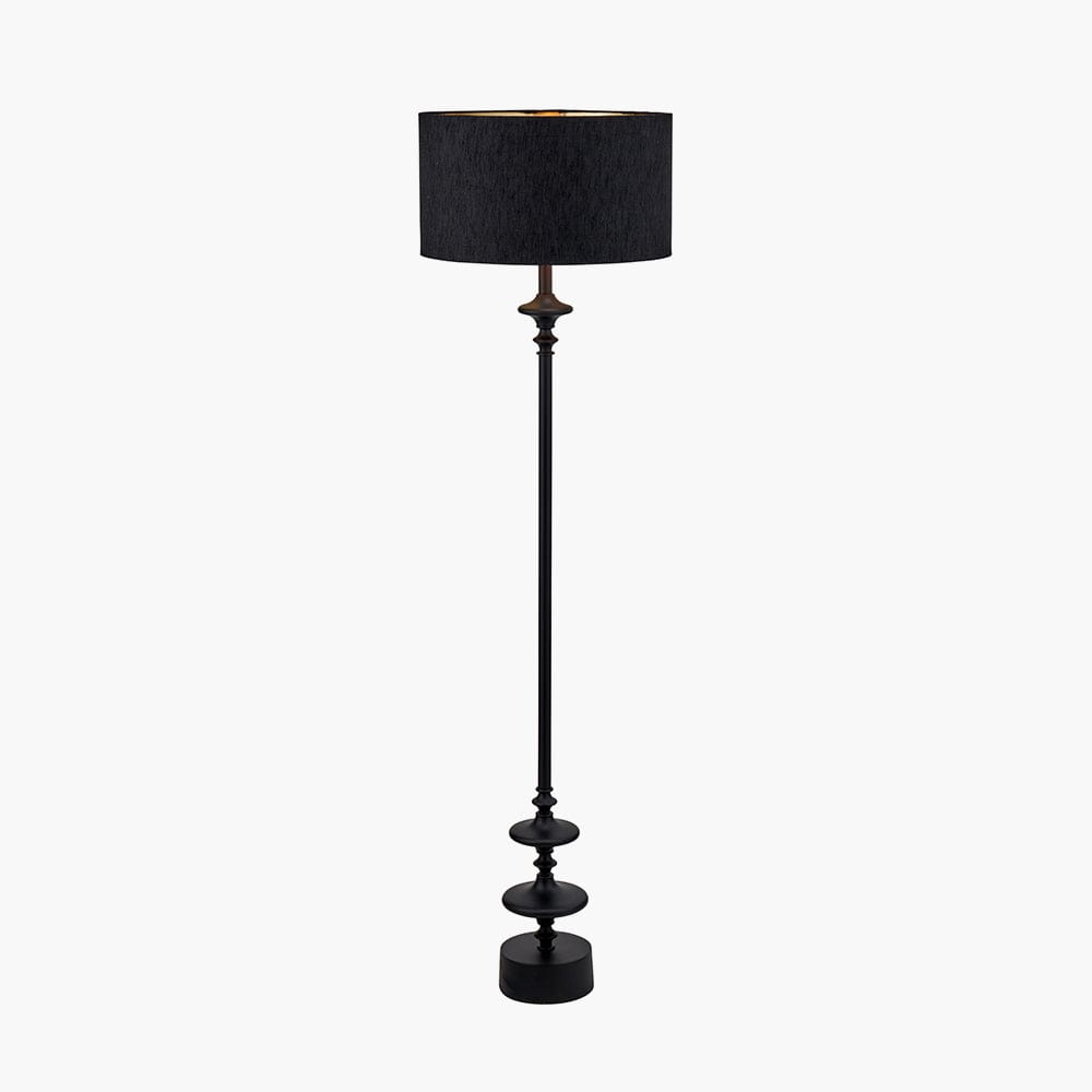 Emilio Matt Black Candlestick Floor Lamp Base.