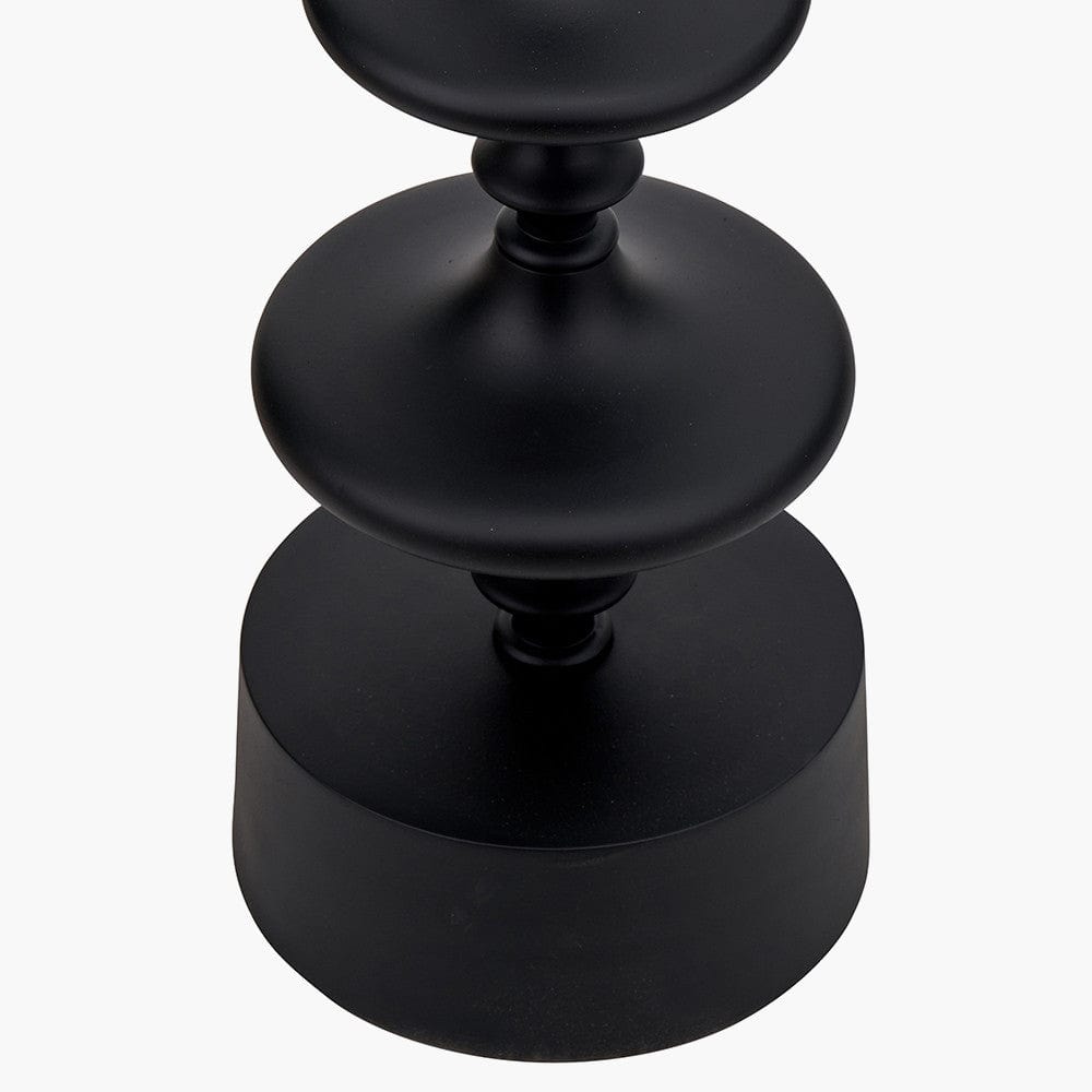 Emilio Matt Black Candlestick Floor Lamp Base with Henry 45cm White Handloom Cylinder Lampshade.