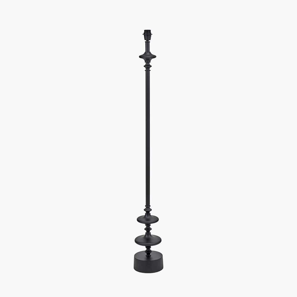 Emilio Matt Black Candlestick Floor Lamp Base with Henry 45cm White Handloom Cylinder Lampshade.