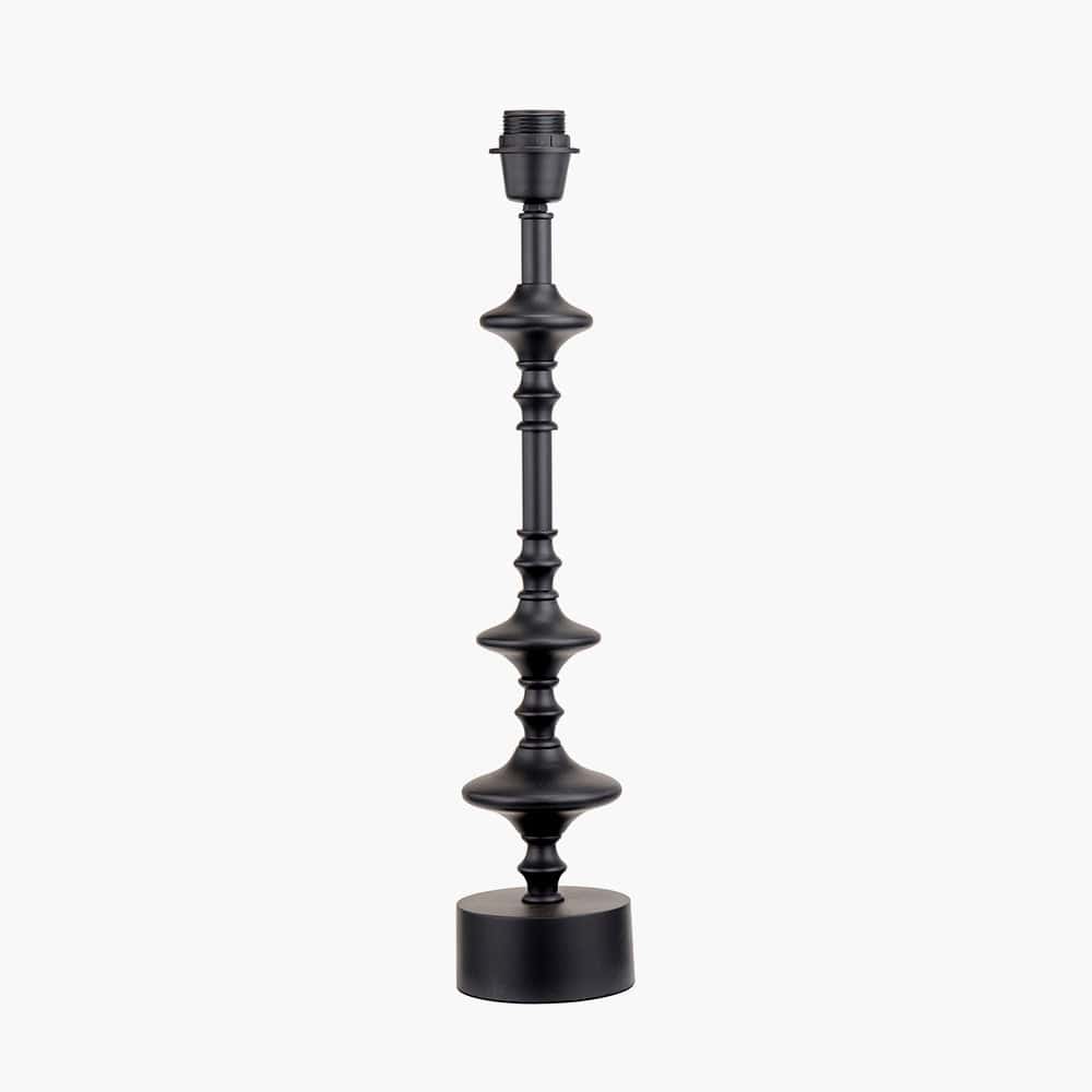 Emilio Matt Black Candlestick Table Lamp Base with Henry 35cm White Handloom Cylinder Lampshade.