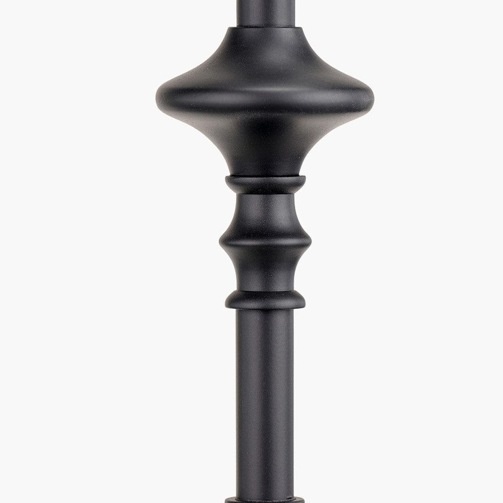 Emilio Matt Black Candlestick Table Lamp Base with Henry 35cm White Handloom Cylinder Lampshade.