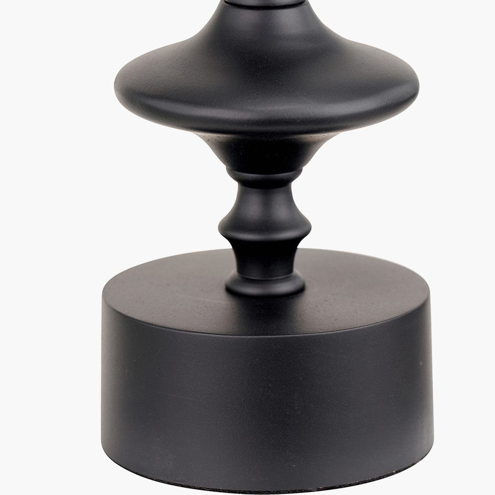 Emilio Matt Black Candlestick Table Lamp Base with Henry 35cm White Handloom Cylinder Lampshade.