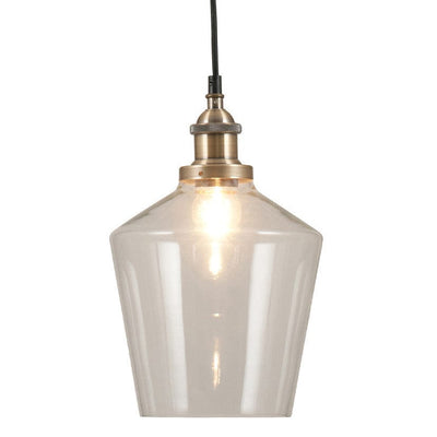 Pacific Lifestyle Lighting Emmanuelle Antique Brass Metal and Clear Glass Pendant House of Isabella UK