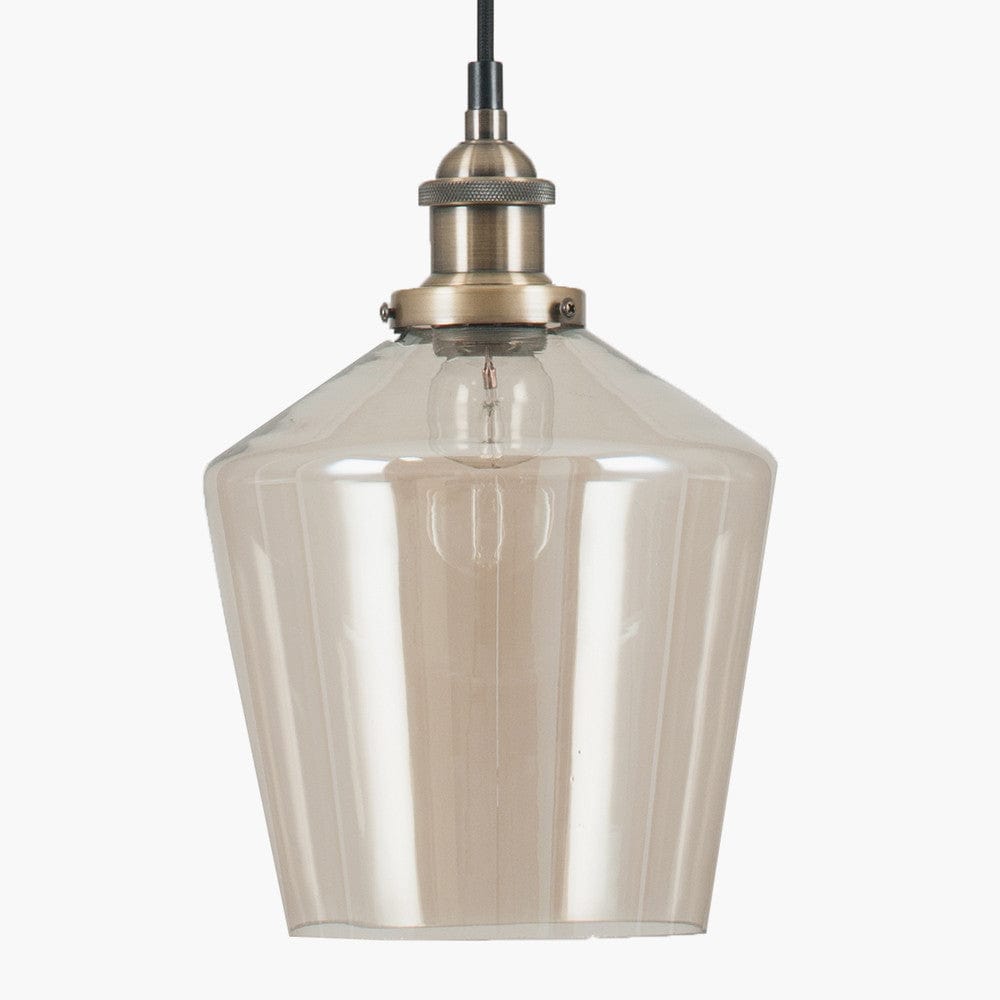 Pacific Lifestyle Lighting Emmanuelle Antique Brass Metal and Lustre Glass Pendant House of Isabella UK