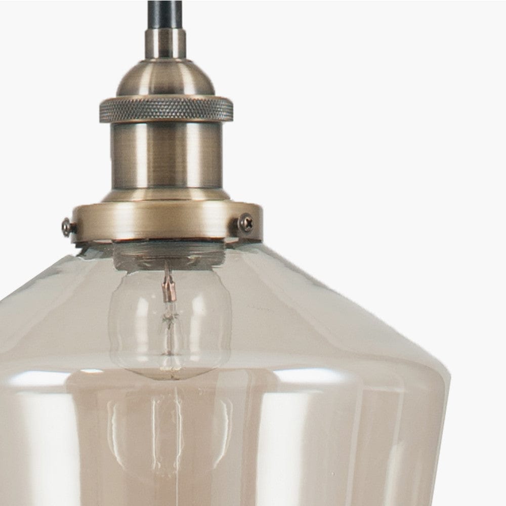 Emmanuelle Antique Brass Metal and Lustre Glass Pendant.