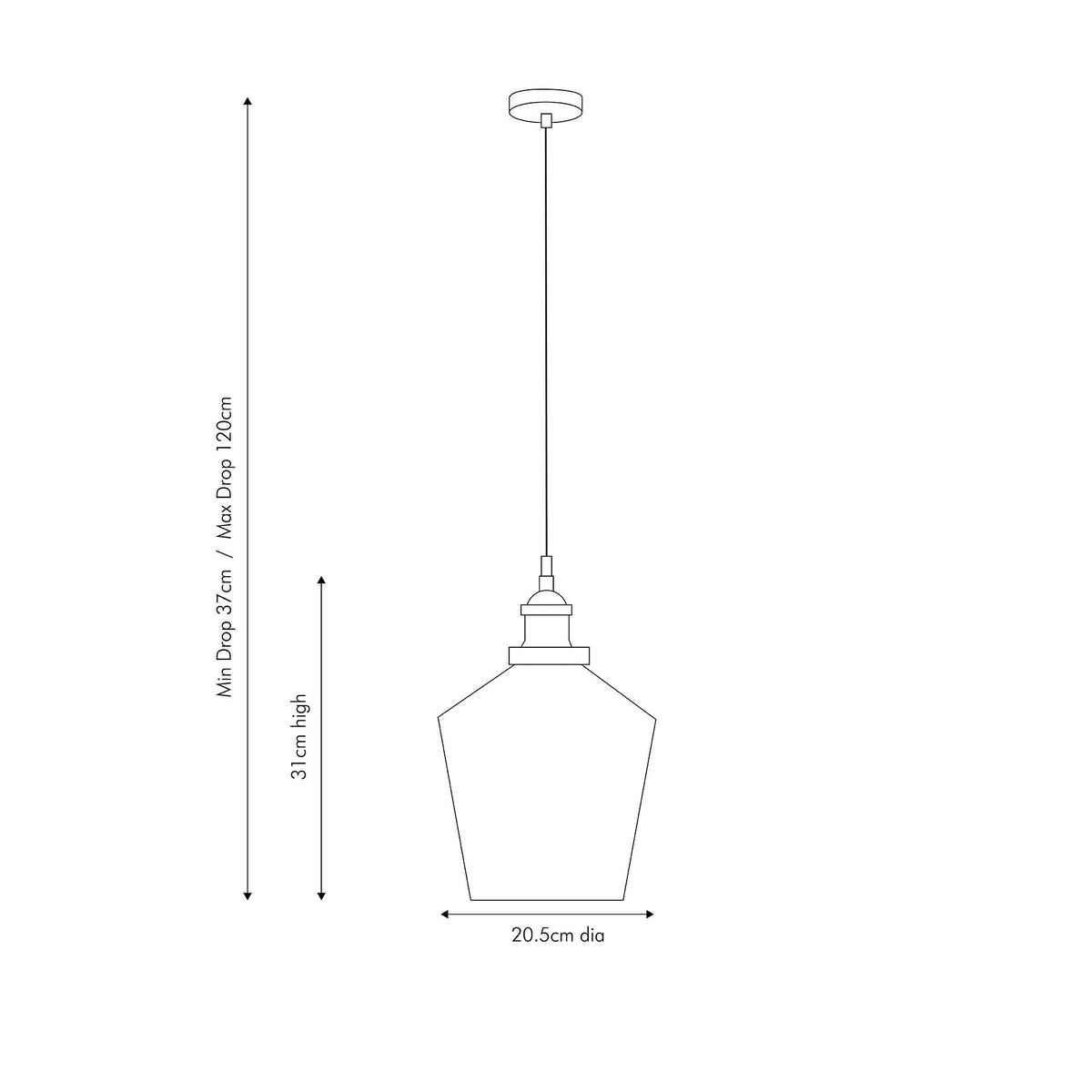 Emmanuelle Antique Silver Metal and Smoke Glass Pendant.