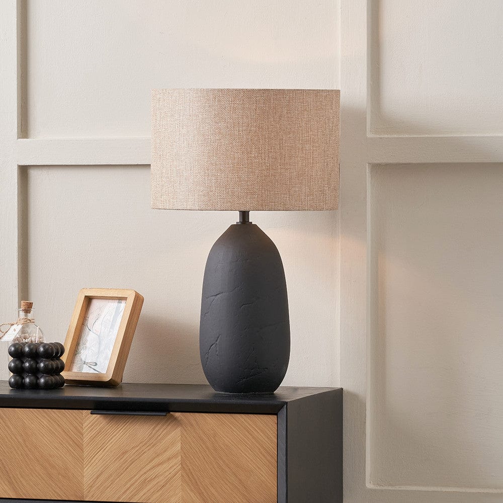 Pacific Lifestyle Lighting Erika Black Vintage Textured Ceramic Table Lamp House of Isabella UK
