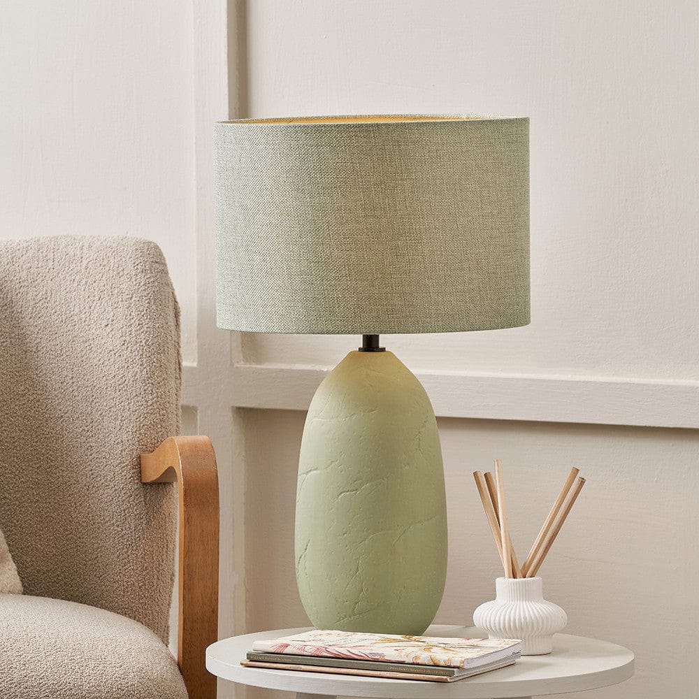 Pacific Lifestyle Lighting Erika Sage Vintage Textured Ceramic Table Lamp House of Isabella UK