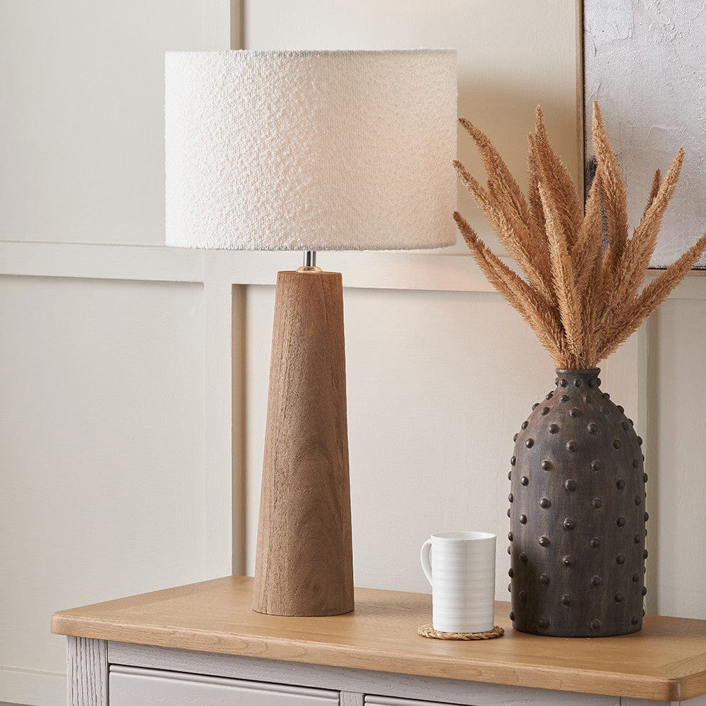 Pacific Lifestyle Lighting Esha Natural Conical Wood Table Lamp Base House of Isabella UK