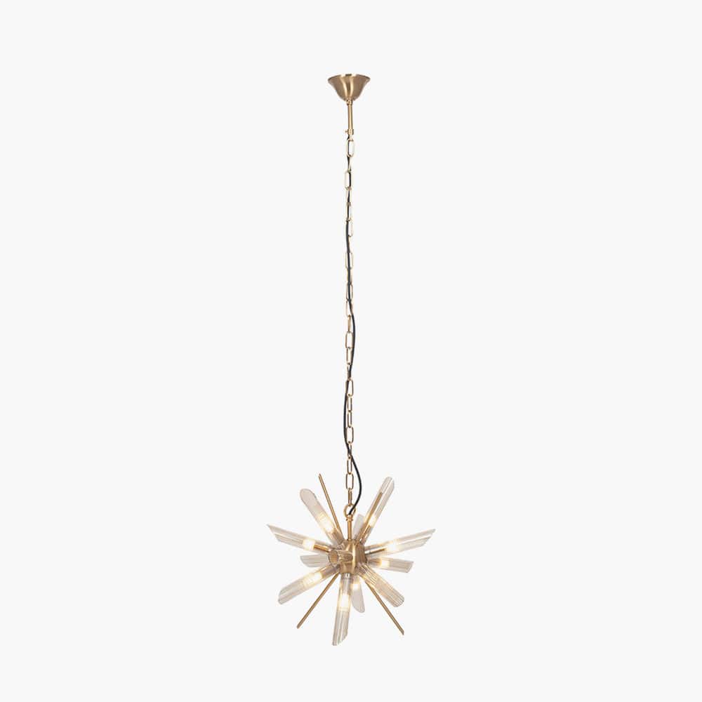 Estella Clear Glass and Gold Metal Starburst Pendant.