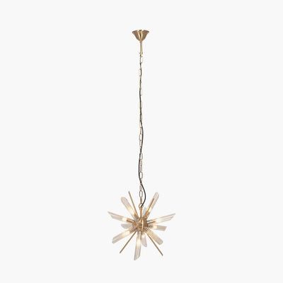 Pacific Lifestyle Lighting Estella Clear Glass and Gold Metal Starburst Pendant House of Isabella UK