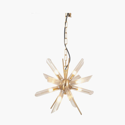 Pacific Lifestyle Lighting Estella Clear Glass and Gold Metal Starburst Pendant House of Isabella UK