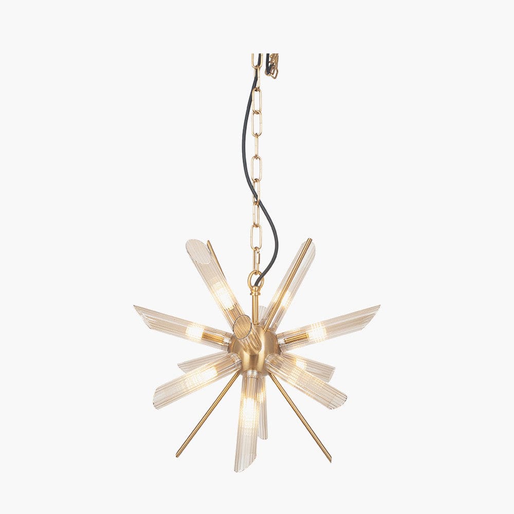 Pacific Lifestyle Lighting Estella Clear Glass and Gold Metal Starburst Pendant House of Isabella UK