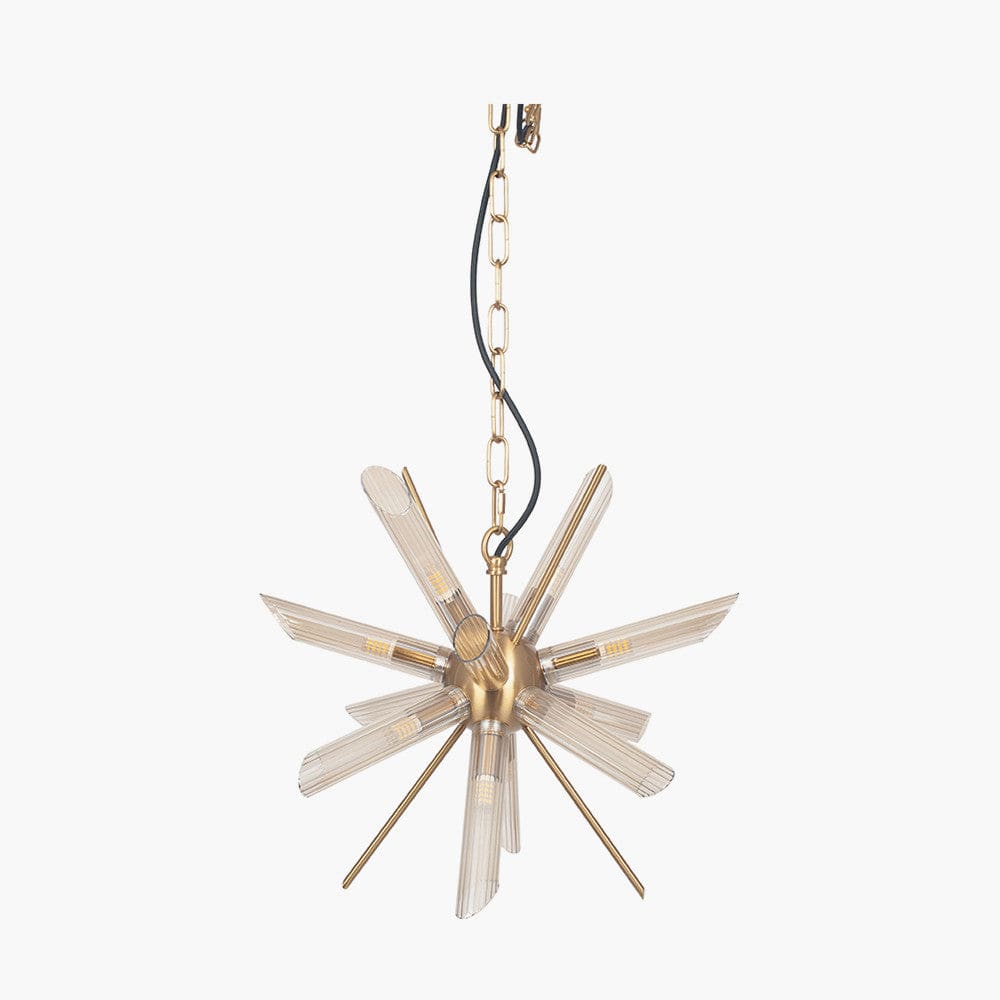 Estella Clear Glass and Gold Metal Starburst Pendant.