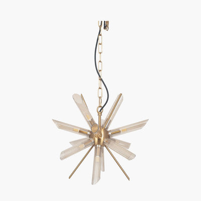 Pacific Lifestyle Lighting Estella Clear Glass and Gold Metal Starburst Pendant House of Isabella UK