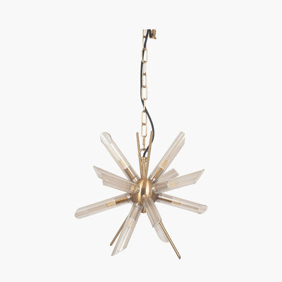 Pacific Lifestyle Lighting Estella Clear Glass and Gold Metal Starburst Pendant House of Isabella UK