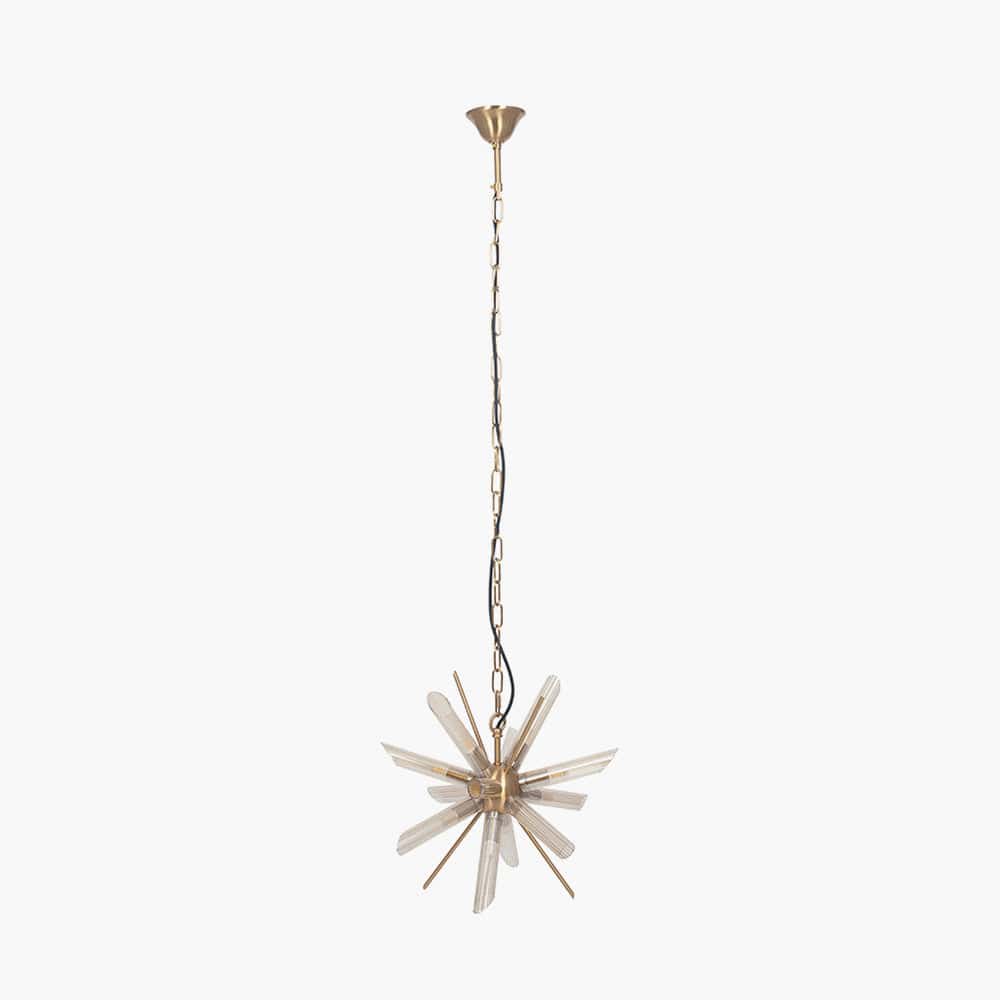 Estella Clear Glass and Gold Metal Starburst Pendant.