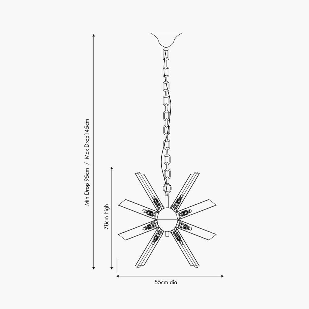 Pacific Lifestyle Lighting Estella Clear Glass and Gold Metal Starburst Pendant House of Isabella UK