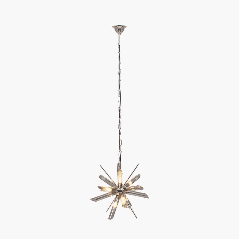 Estella Smoke Glass and Silver Metal Starburst Pendant.