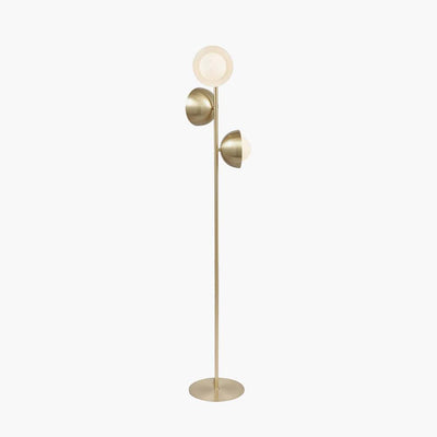 Pacific Lifestyle Lighting Estelle Brushed Brass Metal and White Orb Dome Floor Lamp House of Isabella UK